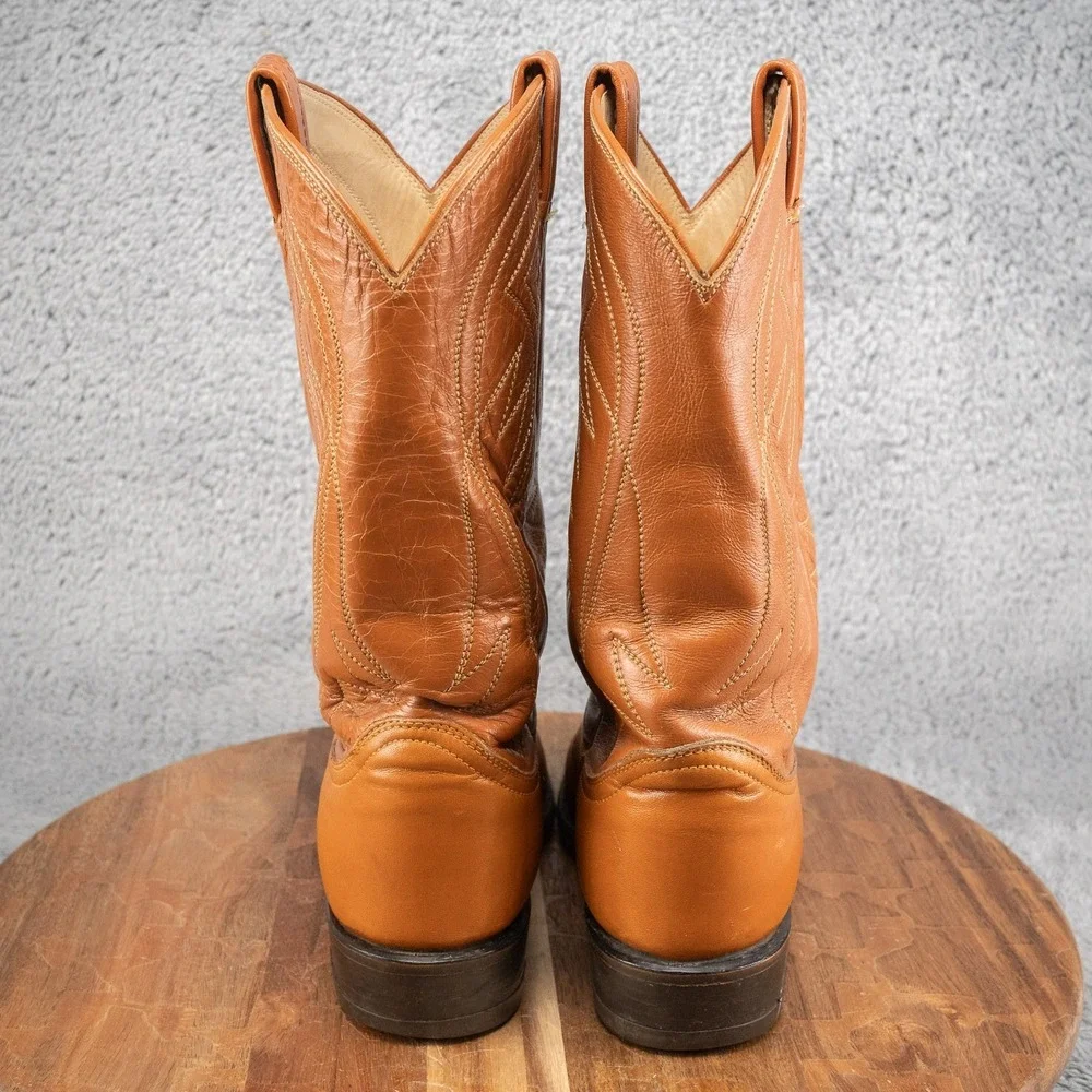 VTG TONY LAMA Boots Pointy Toe Brown‎ Cognac Vintage 6 B